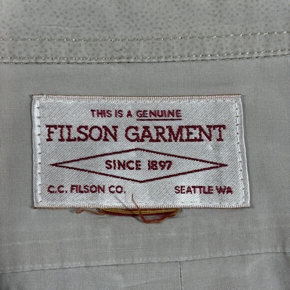CC Filson Feather Cloth Shirt Men's XL Beige Safari Dual Pockets Outdoors - Picture 8 of 10